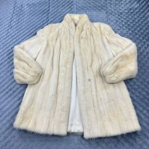 Lloyds Robarts Mink Fur & Fox Fur Coat Cream Shawl Collar Scarface Pfeiffer 60s